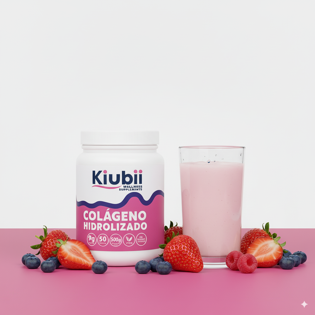 Colágeno Hidrolizado + Resveratrol, Biotina y Vitamina C. Sin Azúcar, Sabor frutos rojos