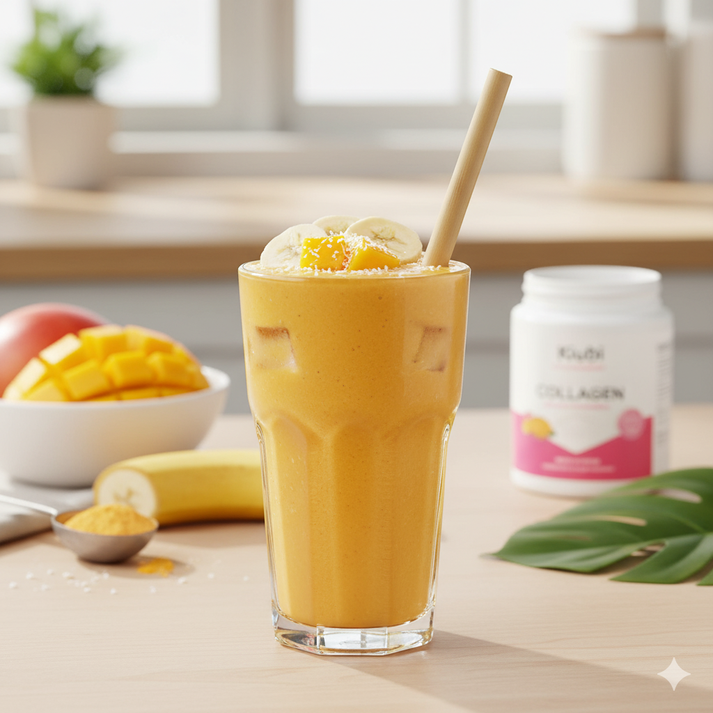 Licuado tropical de mango con colágeno