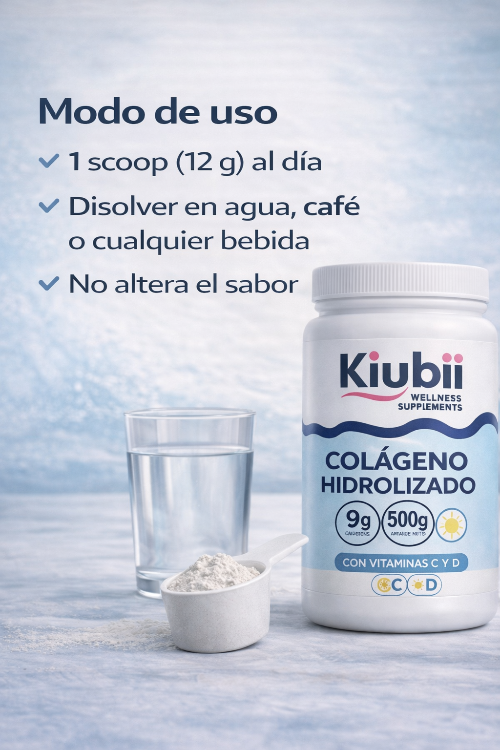 Colàgeno Hidrolizado,  Vitamina C y D  Sin Azúcar, Sin Sabor