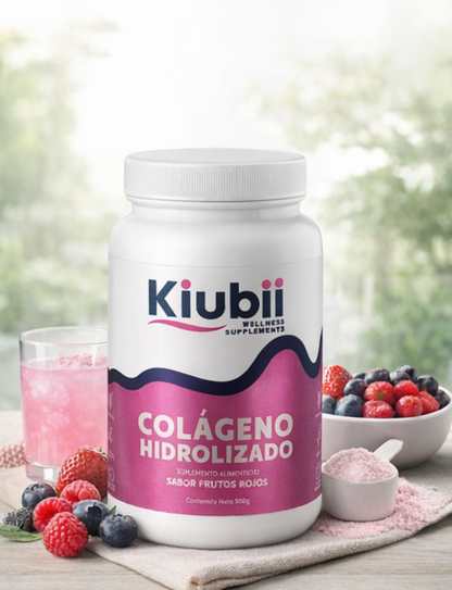 Colágeno Hidrolizado + Resveratrol, Biotina y Vitamina C. Sin Azúcar, Sabor frutos rojos