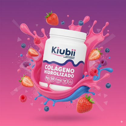 Colágeno Hidrolizado + Resveratrol, Biotina y Vitamina C. Sin Azúcar, Sabor frutos rojos