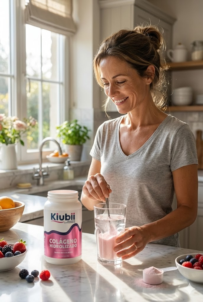 Colágeno Hidrolizado + Resveratrol, Biotina y Vitamina C. Sin Azúcar, Sabor frutos rojos